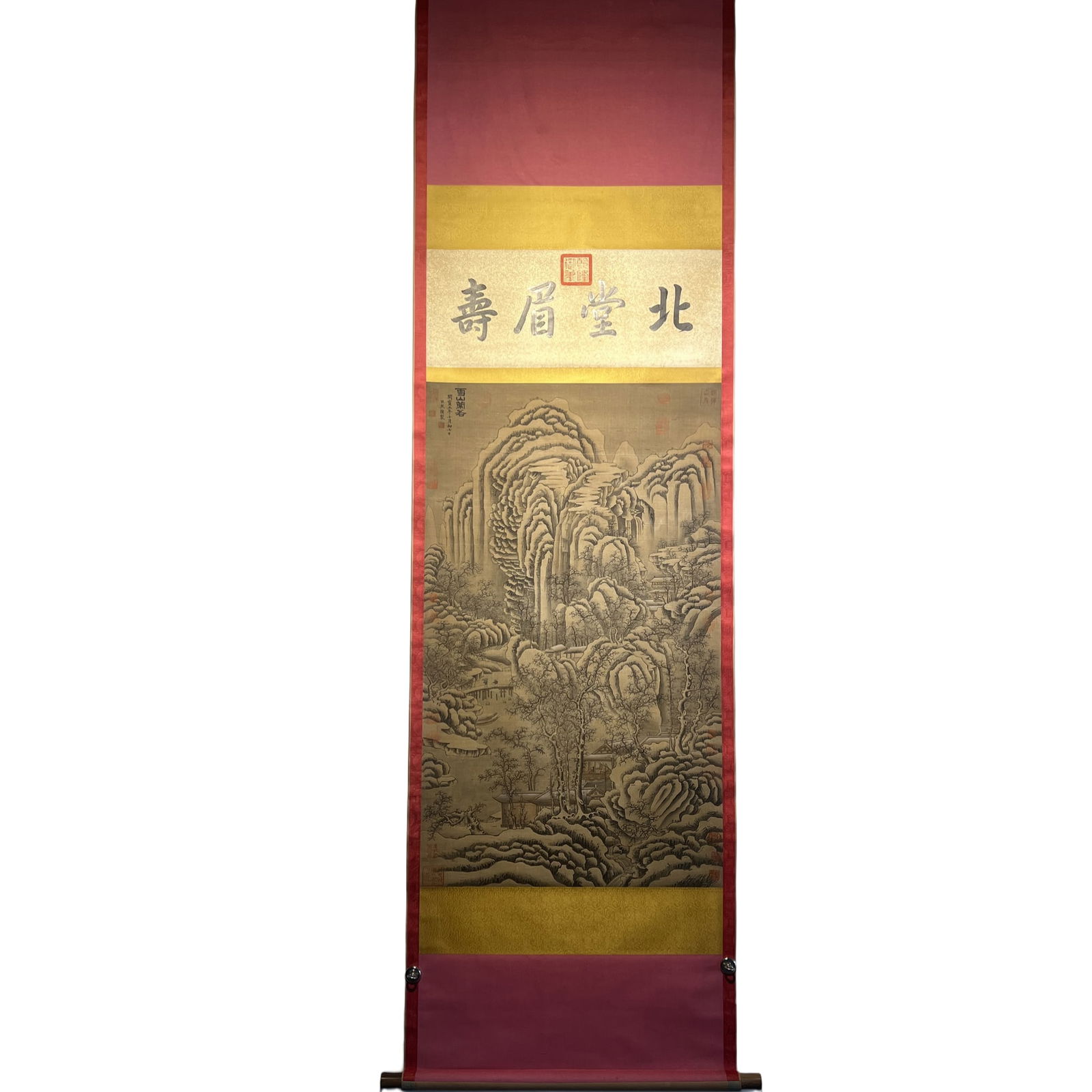 Five Dynasties - A fine silk painting of the Snowy Mountain Orchid on a standing scroll. (1 of 10)