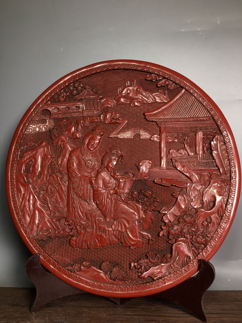 Tin red lacquer tray - 8