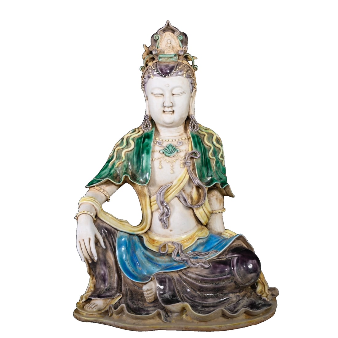 Yuan Dynasty statue of Guanyin with added colors (1 of 10)
