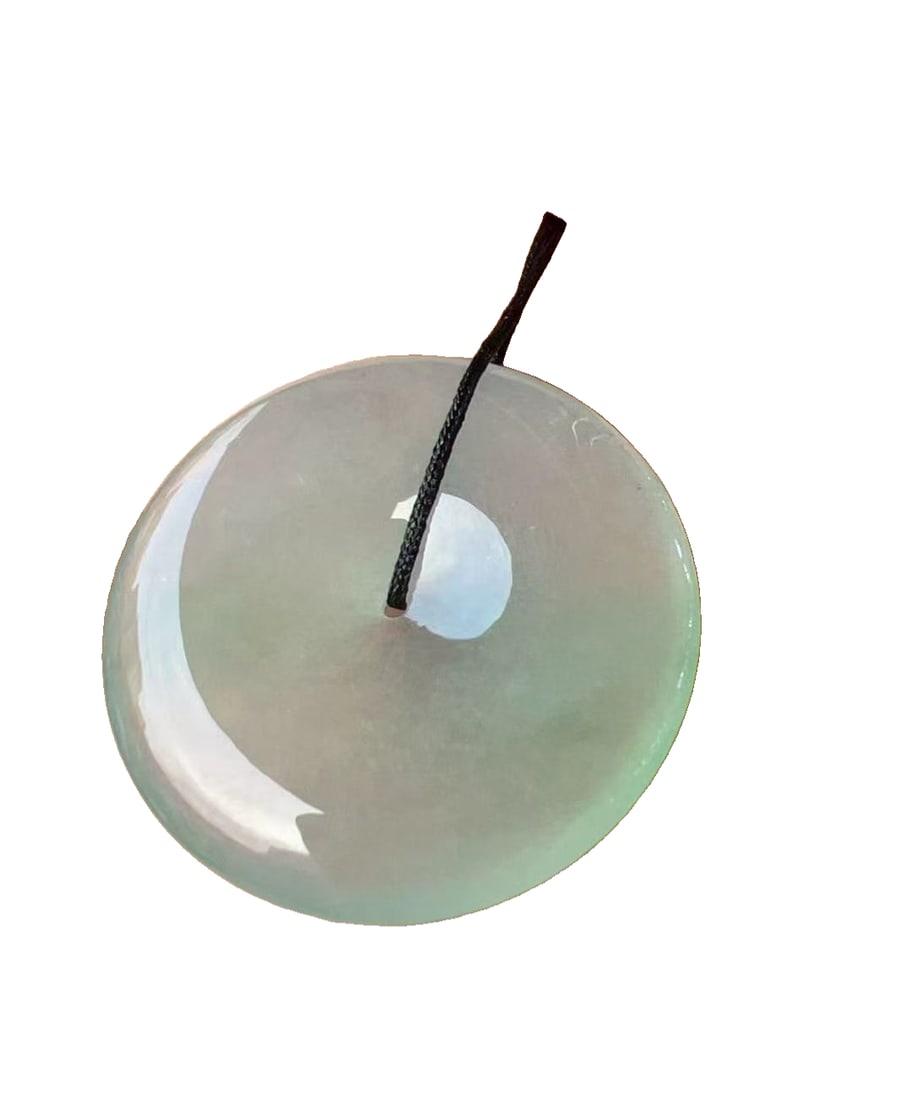 Natural Grade A jadeite, safety buckle pendant, already braided cord, ready to wear, comes with: Natural Grade A jadeite, safety buckle pendant, already braided cord, ready to wear, comes with certificate of authenticity. 35.92 x 35.89 x 6.05 mm, 17.43 grams.