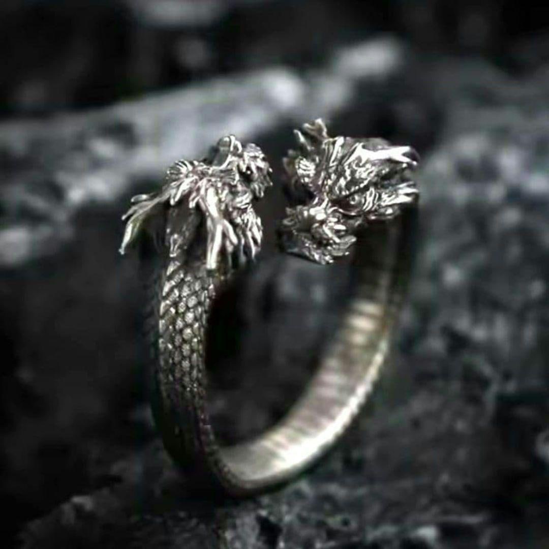 (Second-hand) Dragon Double-Headed Dragon Silver Ring - 2