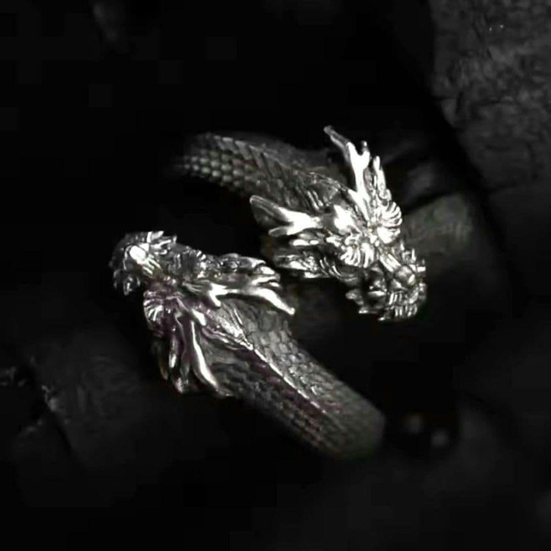 (Second-hand) Dragon Double-Headed Dragon Silver Ring - 3