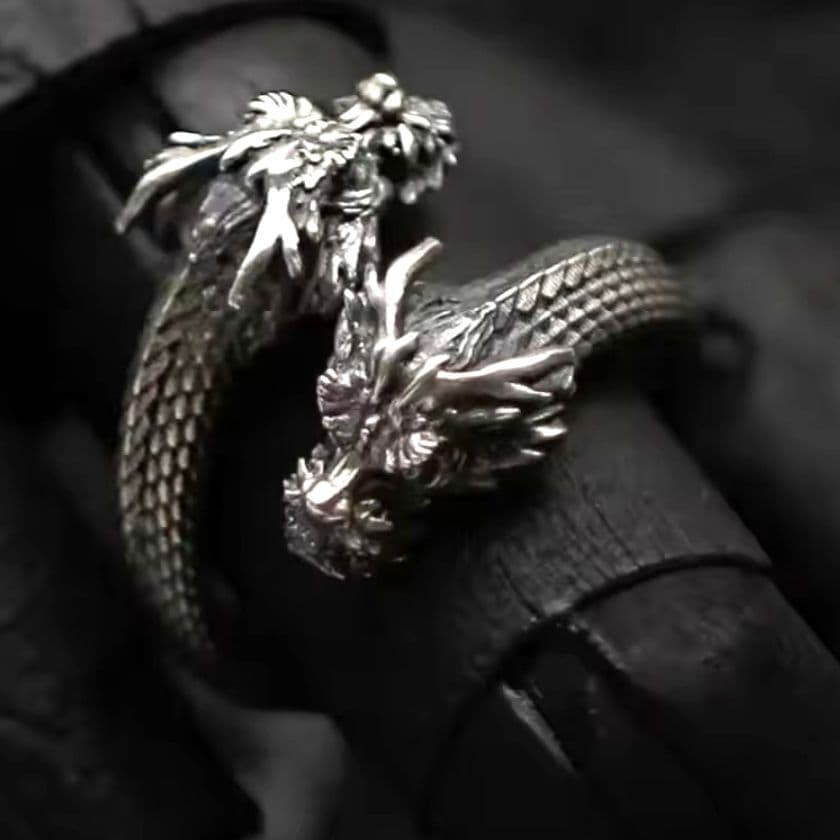 (Second-hand) Dragon Double-Headed Dragon Silver Ring - 5
