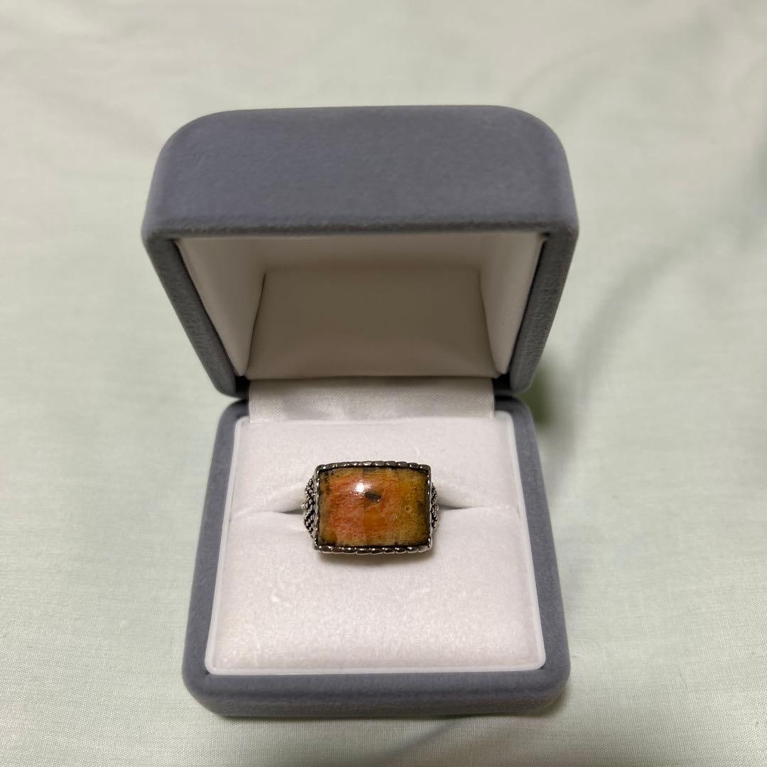 (Second-hand) Silver Natural Gemstone Statement Ring: This exquisite ring is crafted from S925 sterling silver and natural gemstones, created by a Japanese artist. Unisex Size: 16-17