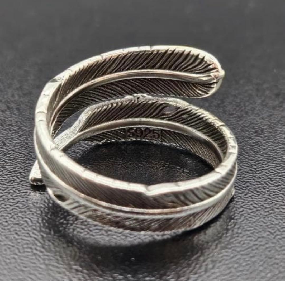 (Second-hand) Feathered Eagle Ring, Sterling Silver (S925), Engraved, Adjustable Ring - 2