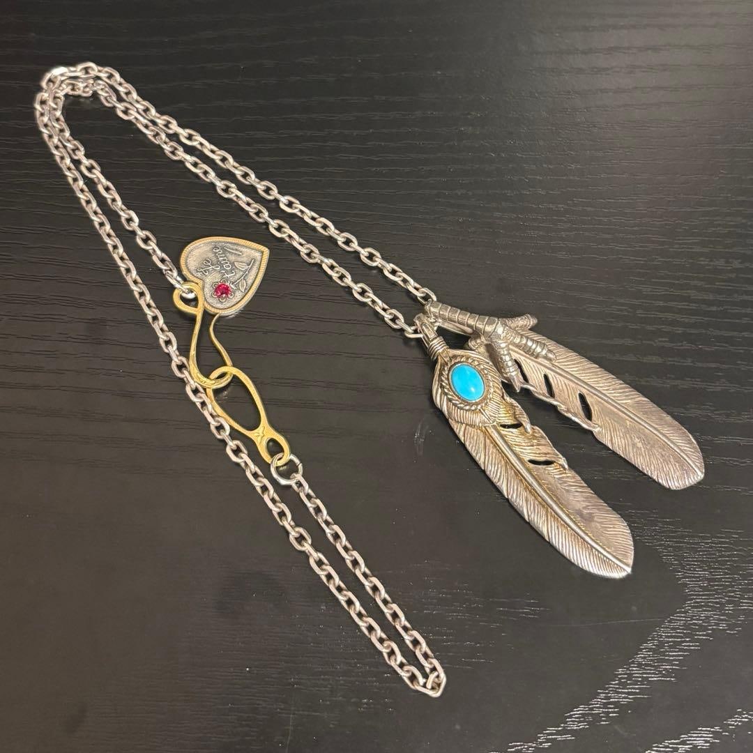 (Second-hand) Tady&King necklace set: Extra large silver heart feather, silver rope turquoise silver chain. All items above are from Tady & King, all authentic, purchased from authorized retailers.