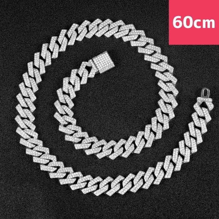 (Second-hand) Miami Cuban link chain, 60 cm, silver, shiny, Cuban link (1 of 4)