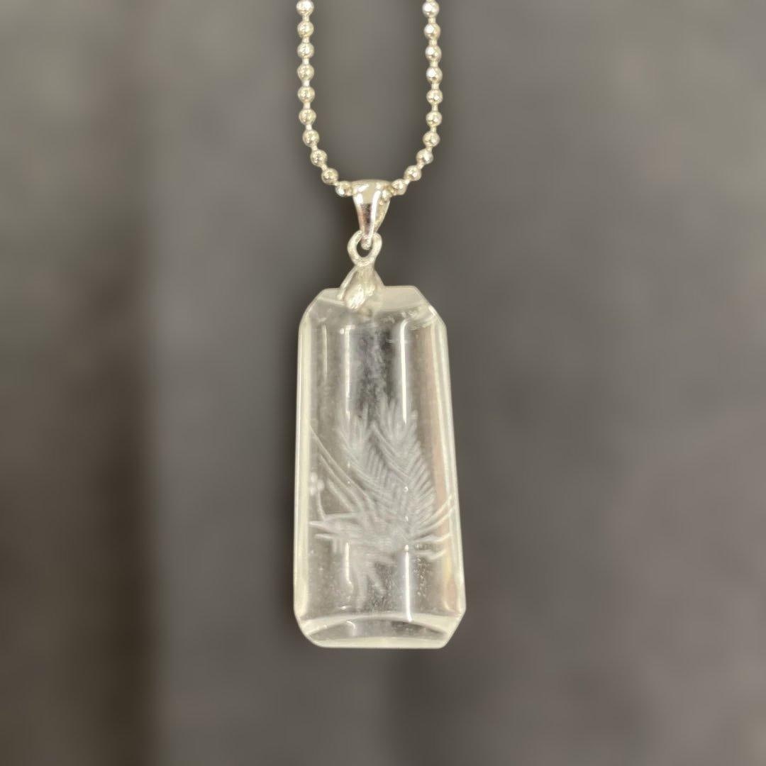(Second-hand) 925 Silver Crystal Phoenix Pendant Necklace: This is a crystal phoenix pendant necklace. The silver part is engraved with a 925 mark. The necklace is brand new and approximately 50 centimeters in length.