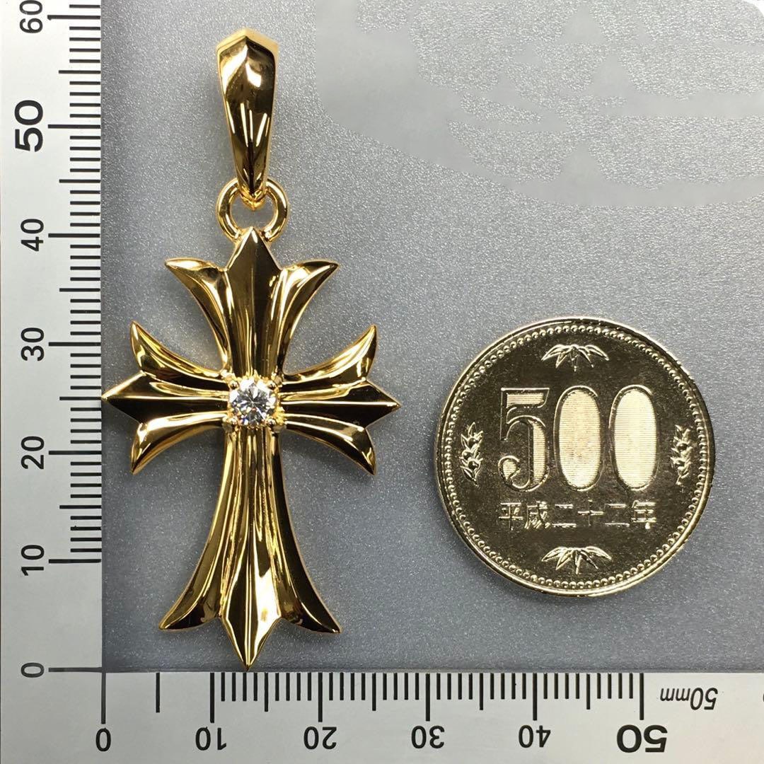 (Second-hand) Certified K18 Pure Gold Diamond Cross Necklace (Extra Large) (1 of 15)