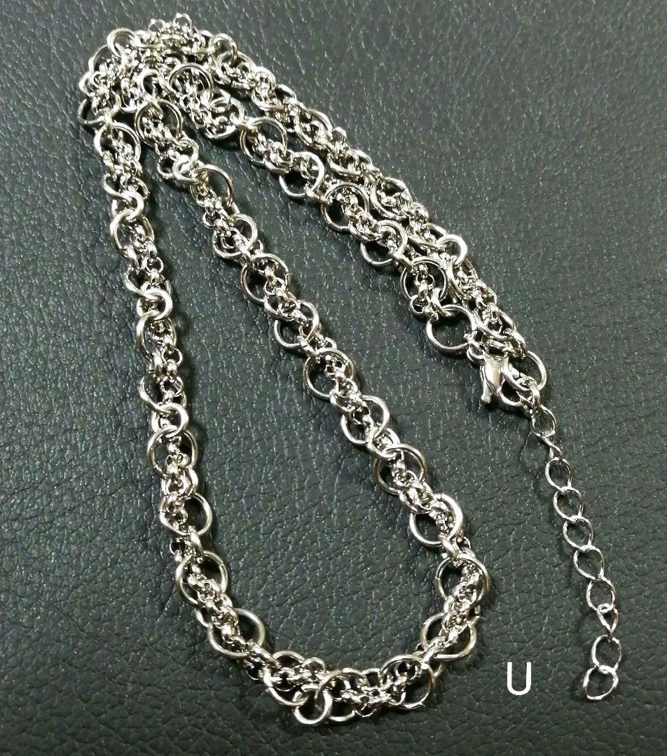 (Second-hand) U-shaped alloy necklace, American casual punk hip-hop style: A popular silver necklace currently trending. Unisex necklace Chain width: approximately 7 millimeters - Silver chain