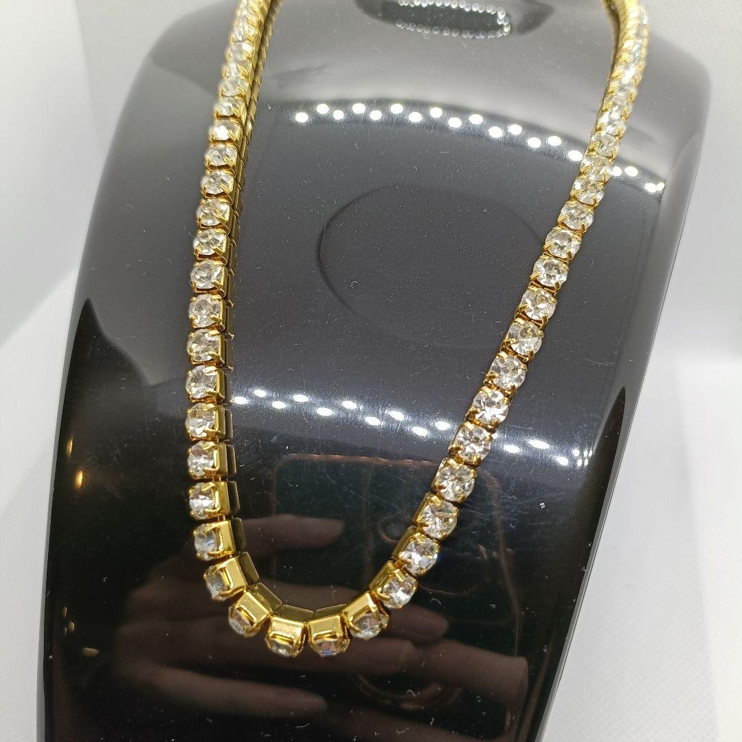 (Second-hand) Brand new morganite necklace, gold hip-hop style, 45 centimeters.: This magnificent gold necklace is set with numerous morganite stones! It is approximately 45 centimeters in length.