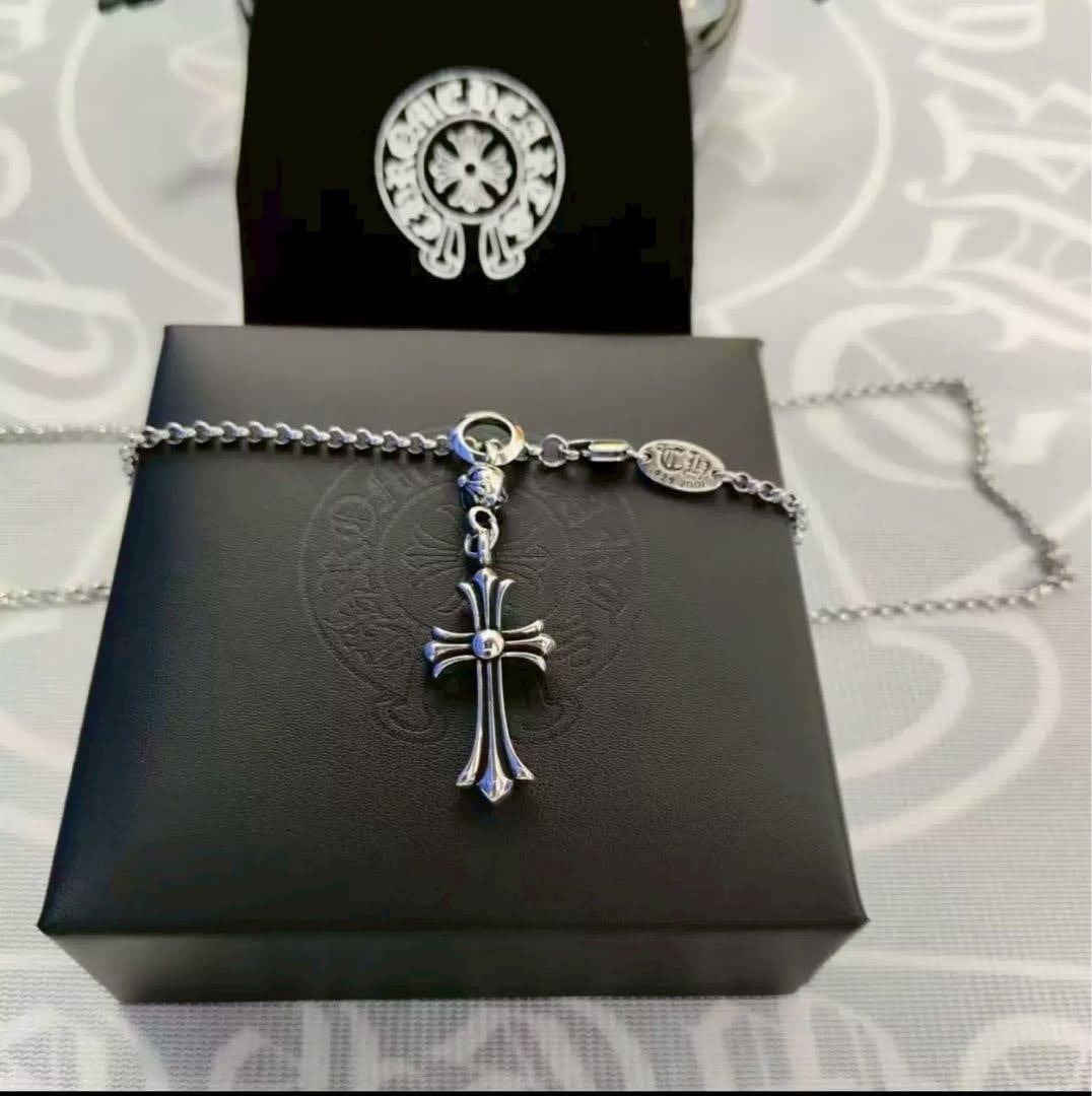 (Second-hand) Silver cross pattern necklace, with silver chain - 3