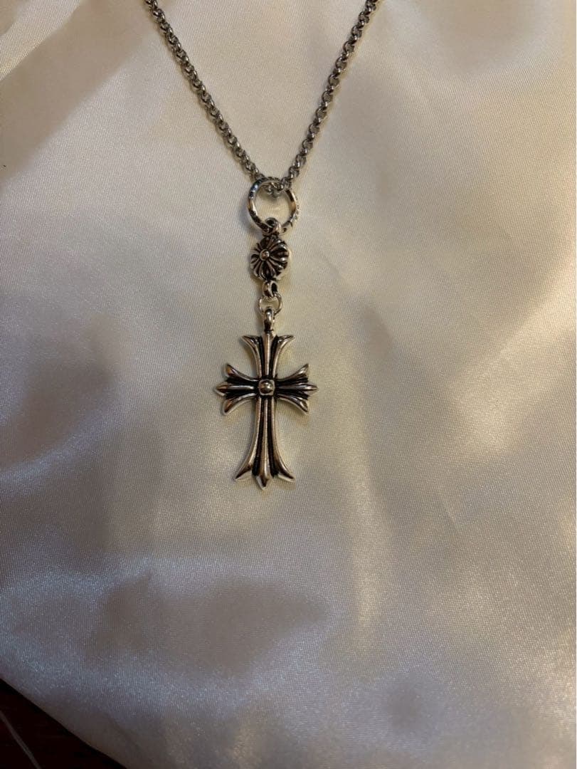 (Second-hand) Silver cross pattern necklace, with silver chain - 7
