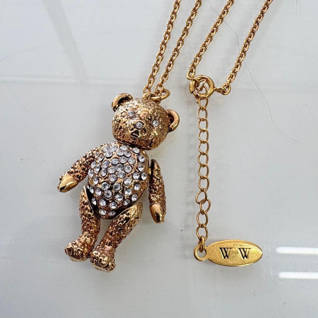 (Second-hand) Teddy Bear Necklace from the Wonderful World: Wonderful World Teddy Bear Necklace, Dimensions Pendant top approximately 4 centimeters Chain length 77 centimeters