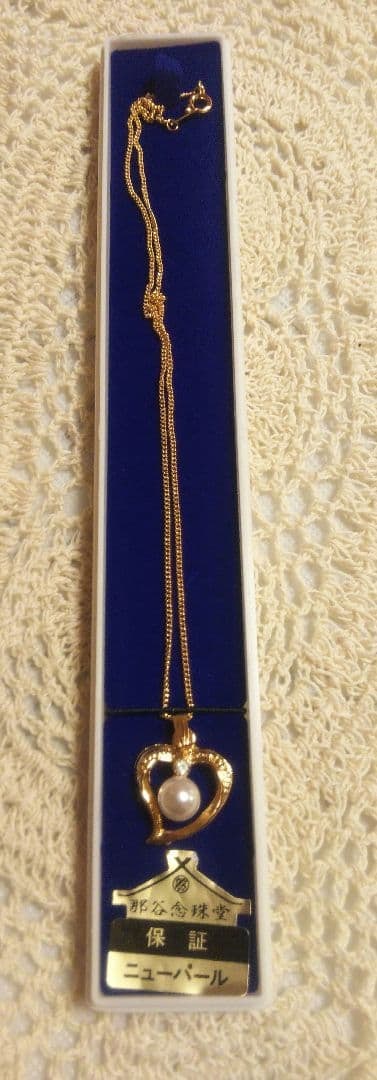 (Second-hand) Natani Nenjudo New Pearl Heart-shaped Necklace: Natani Nenjudo new pearl heart-shaped necklace, 40 centimeters long.