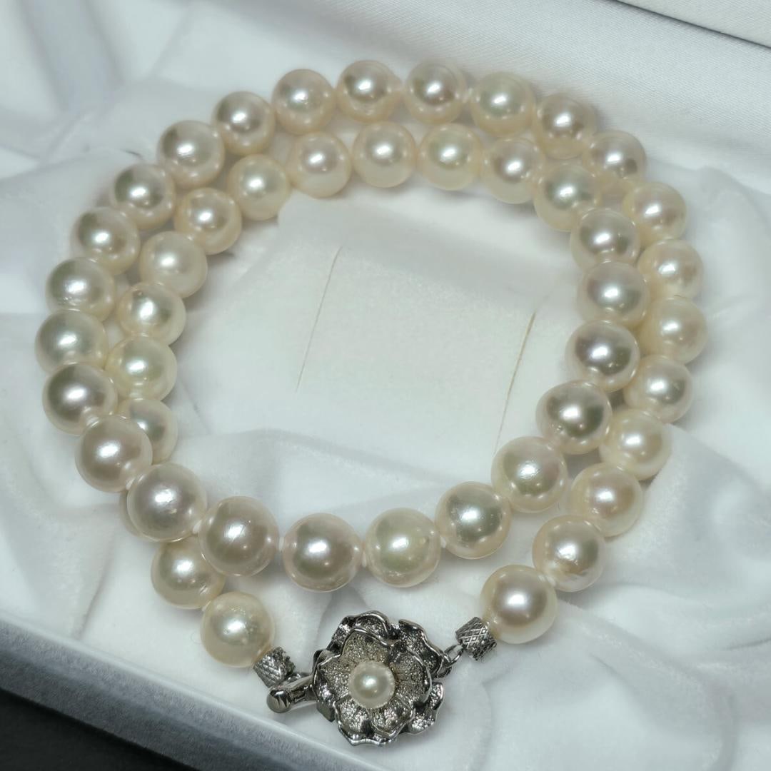 (Second-hand) Akoya pearl necklace, natural pearls, size 8.5-9.0, weight approximately 47.3 grams: Akoya Pearl Necklace, natural pearls, size 8.5-9.0mm, weighs approximately 47.3 grams, necklace length (approximately) 45 centimeters.