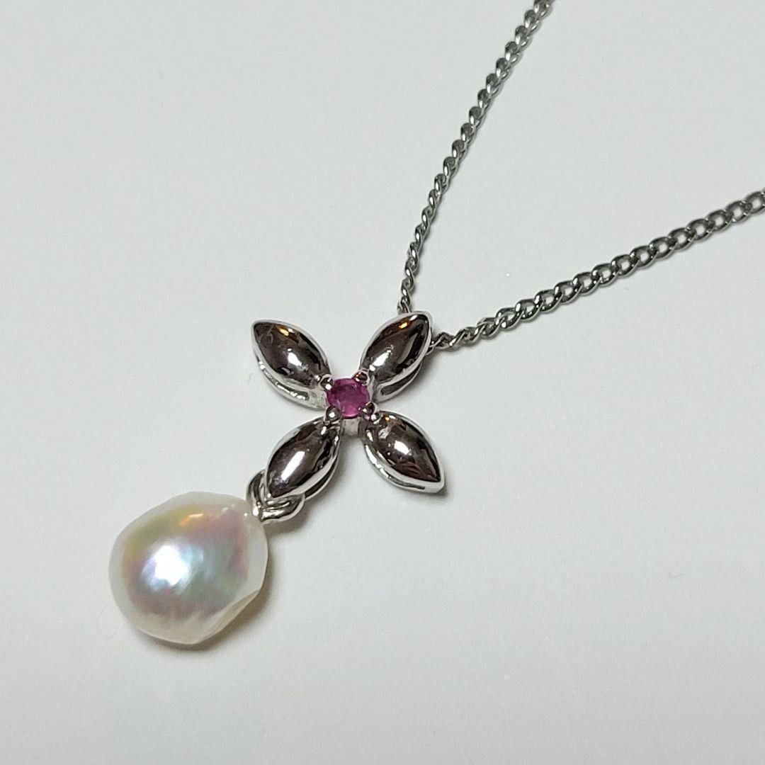 (Second-hand) Natural Ruby Pearl Necklace: Natural Ruby Pearl Necklace Chain length: 40 centimeters