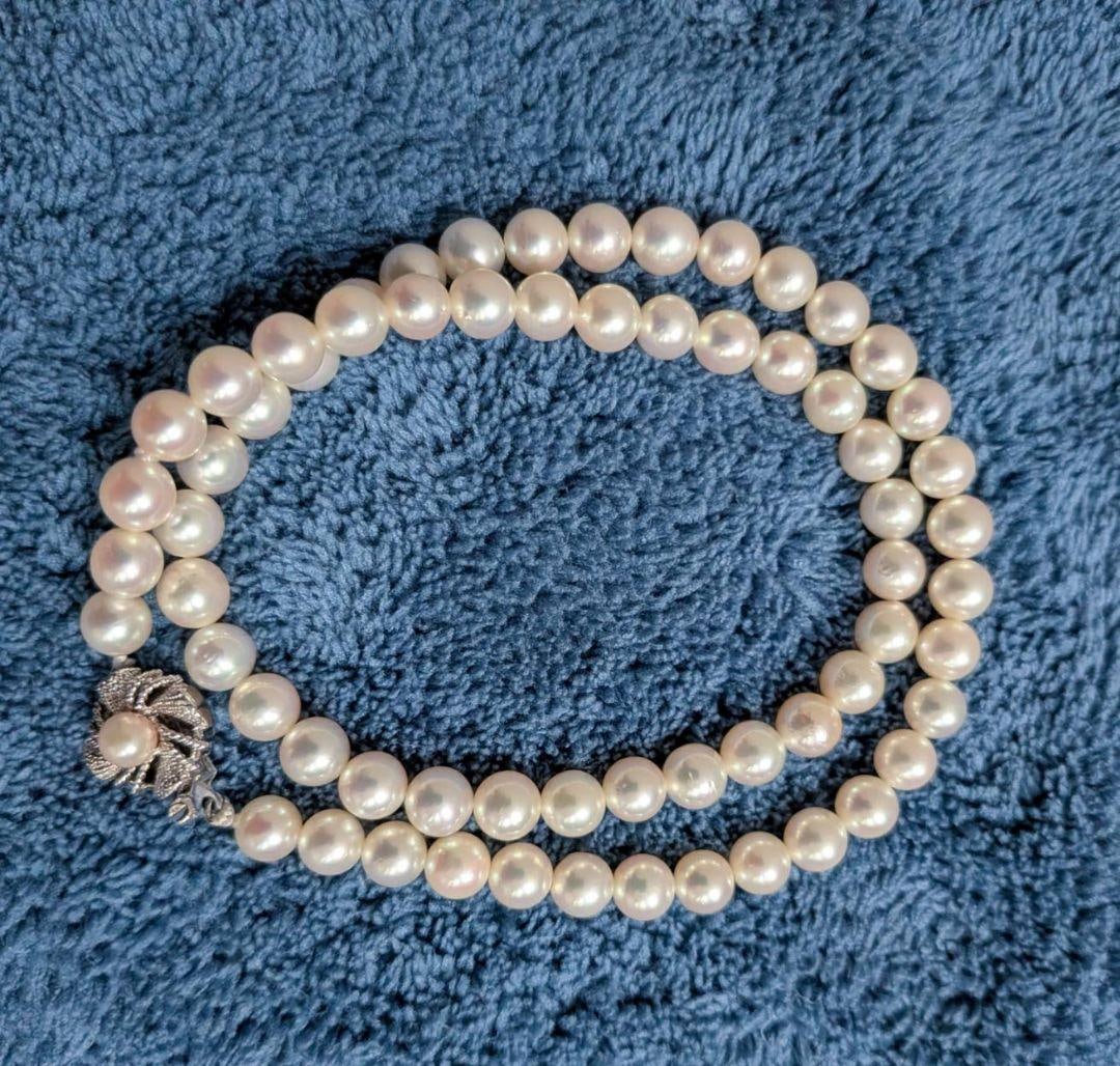 (Second-hand) Natural Akoya Pearl Necklace: Natural Akoya pearl necklace, 6mm-6.5mm