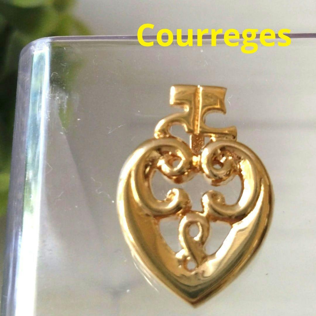 (Second-hand) Courreges pendant, featuring brand logo design, in gold color.: [Product Description] Brand: Coureges Item: Pendant Color: Gold Accessories: None Size: Approximately 2 cm x 1.5 cm