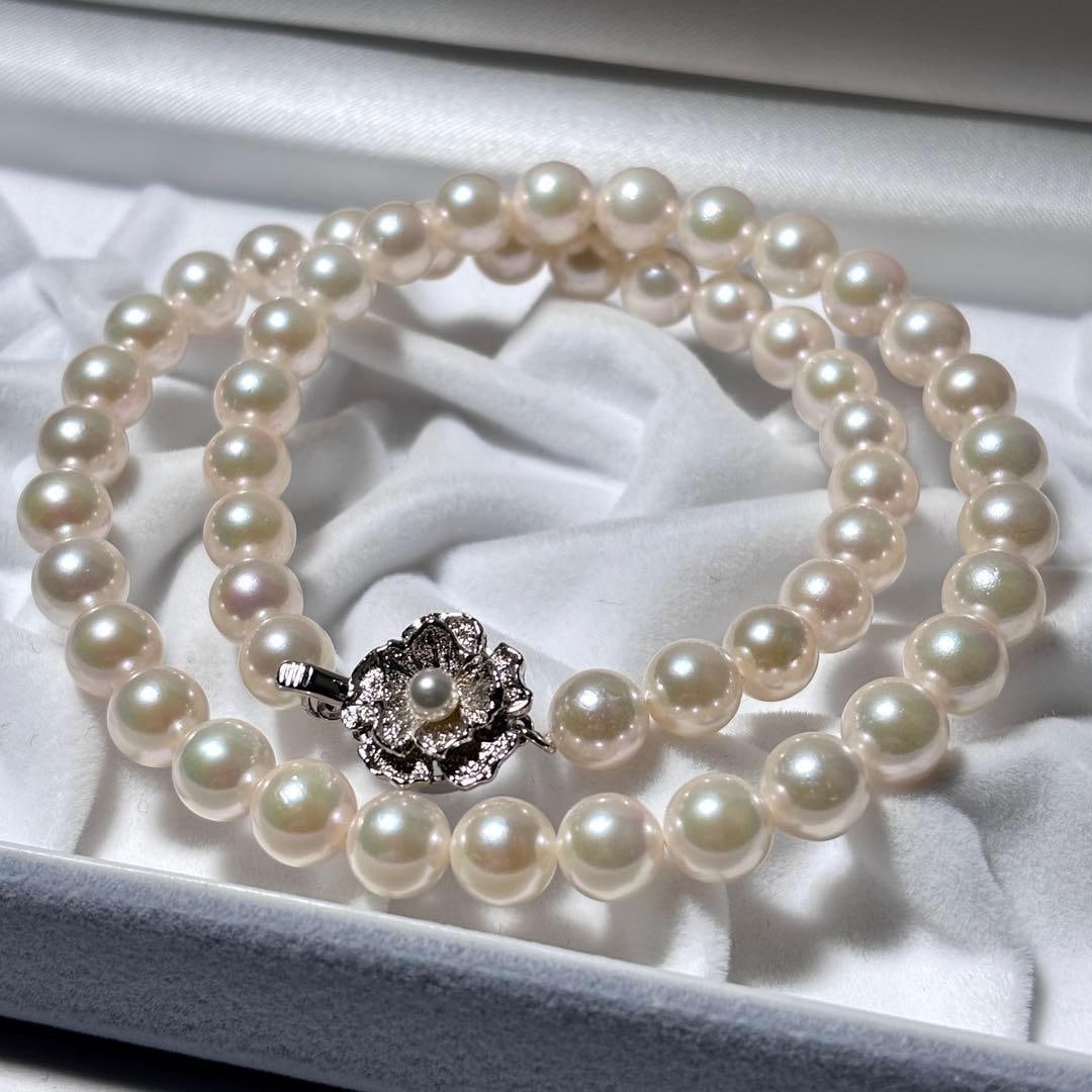 (Second-hand) Akoya Pearl Necklace: Akoya Pearl Necklace, Pearl Diameter: approximately 7.5-8.0 millimeters Total Length: approximately 42.5 centimeters (including metal fittings) Total Weight: approximately 36.8 grams Clasp: Silver,
