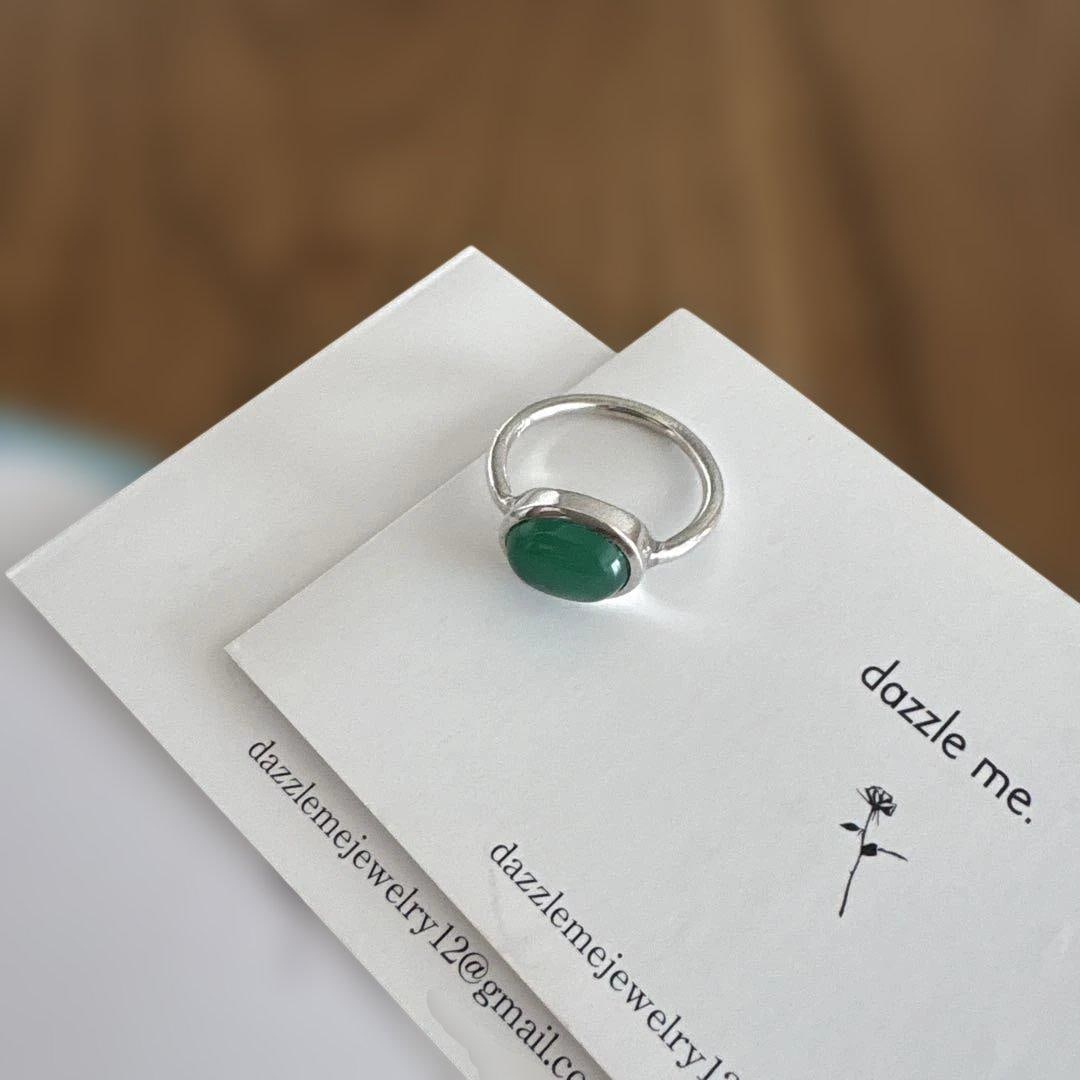 (Second-hand) Garnet ring, 925 silver, size 11: Pomegranate stone ring, 925 silver, size 11