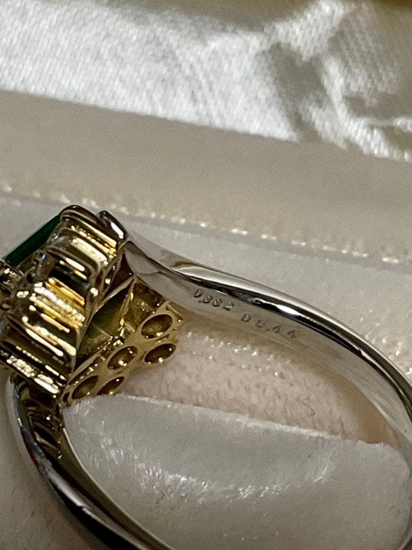 (Second-hand) PT900K18 Emerald Diamond Combination Ring - 11