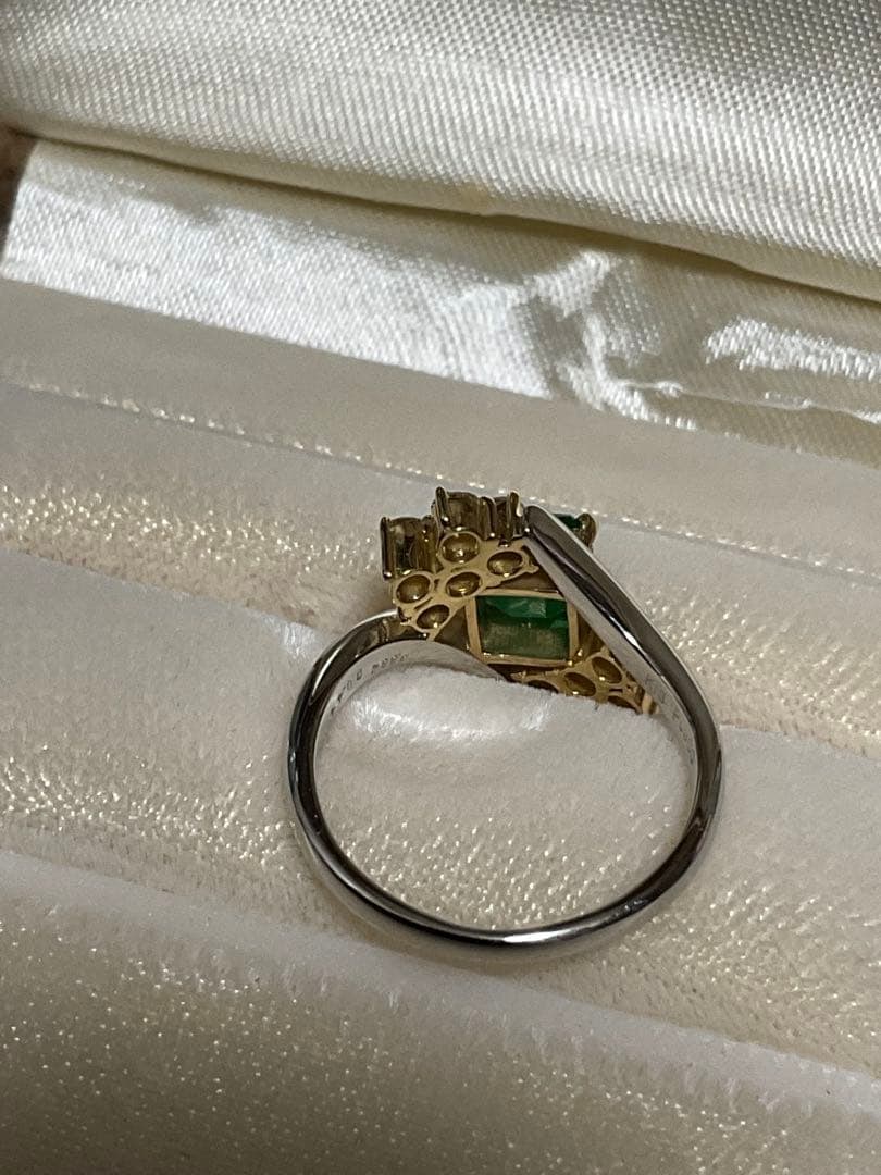 (Second-hand) PT900K18 Emerald Diamond Combination Ring - 12
