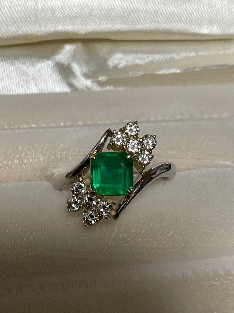 (Second-hand) PT900K18 Emerald Diamond Combination Ring - 5