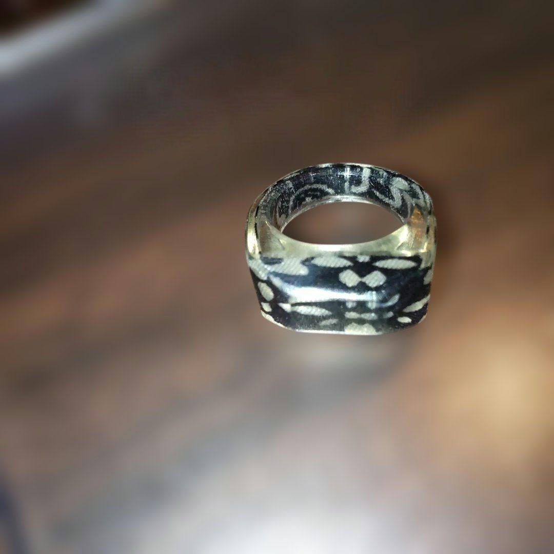 (Second-hand) BEAMS BOY / Headscarf Pattern Ring: BEAMS BOY / Headscarf Pattern Ring Color: Navy Blue Size: 11