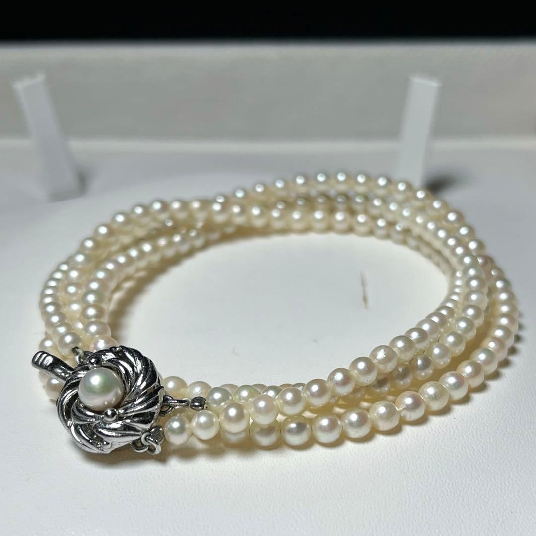 (Second-hand) Akoya Pearl Double-strand Necklace: Exquisite Baby 3.3-3.8mm Akoya Pearl Double Strand Necklace, Engraved Silverware, Specifications Pearl diameter: approximately 3.3-3.8mm Wearing length: approximately 38.5cm Pearl shape: round