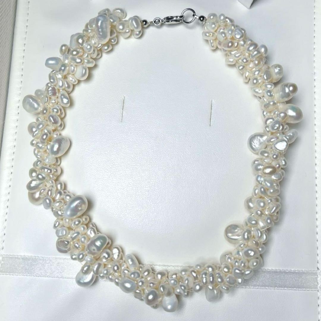 (Second-hand) Pearl Necklace: Designer pearl necklace Bead diameter: approximately 4.5-12.2 millimeters Length when worn: approximately 33 centimeters