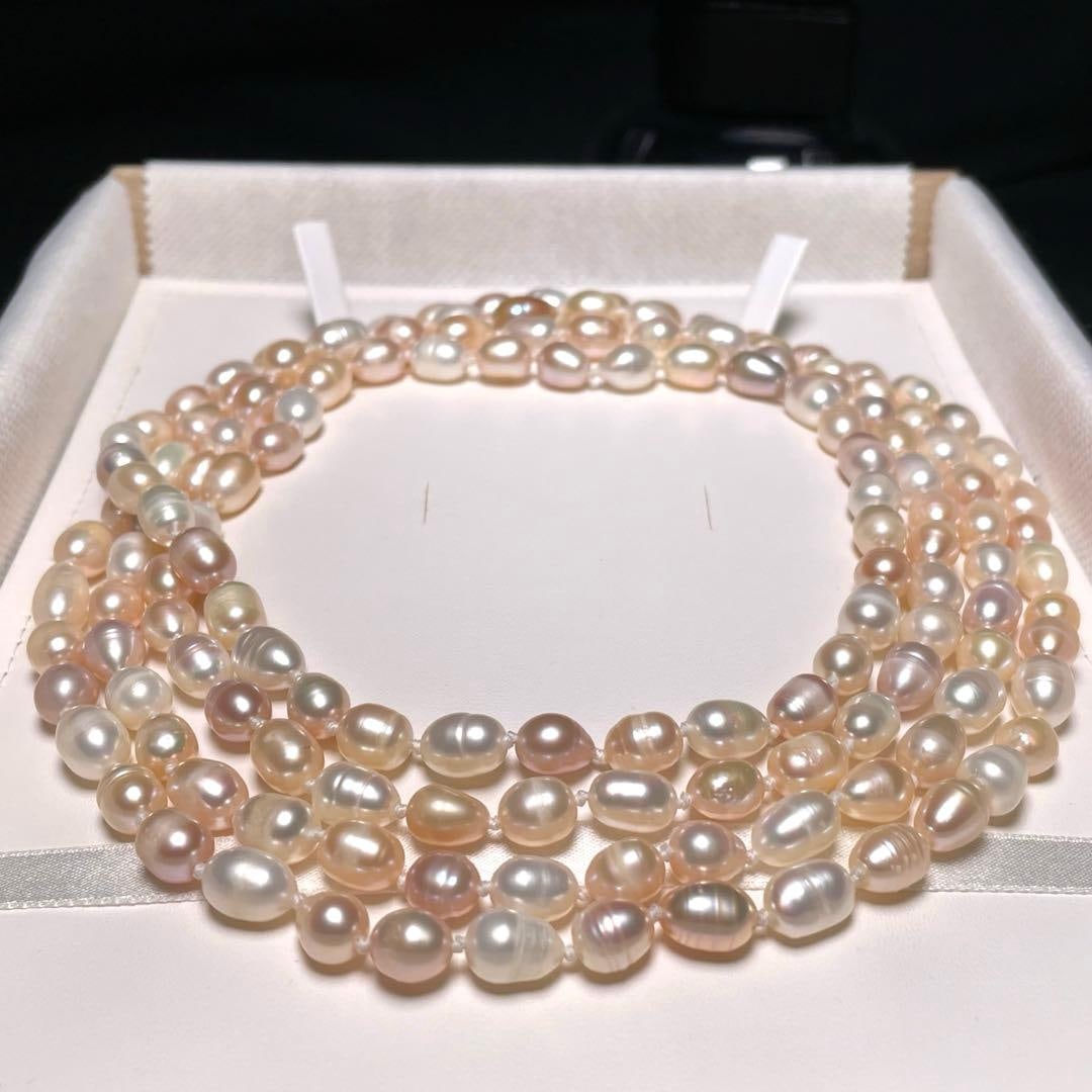 (Second-hand) Long Pearl Necklace: Pearl Extra Long Necklace Bead diameter: approximately 6.9-7.5 millimeters Length when worn: 157.1 centimeters