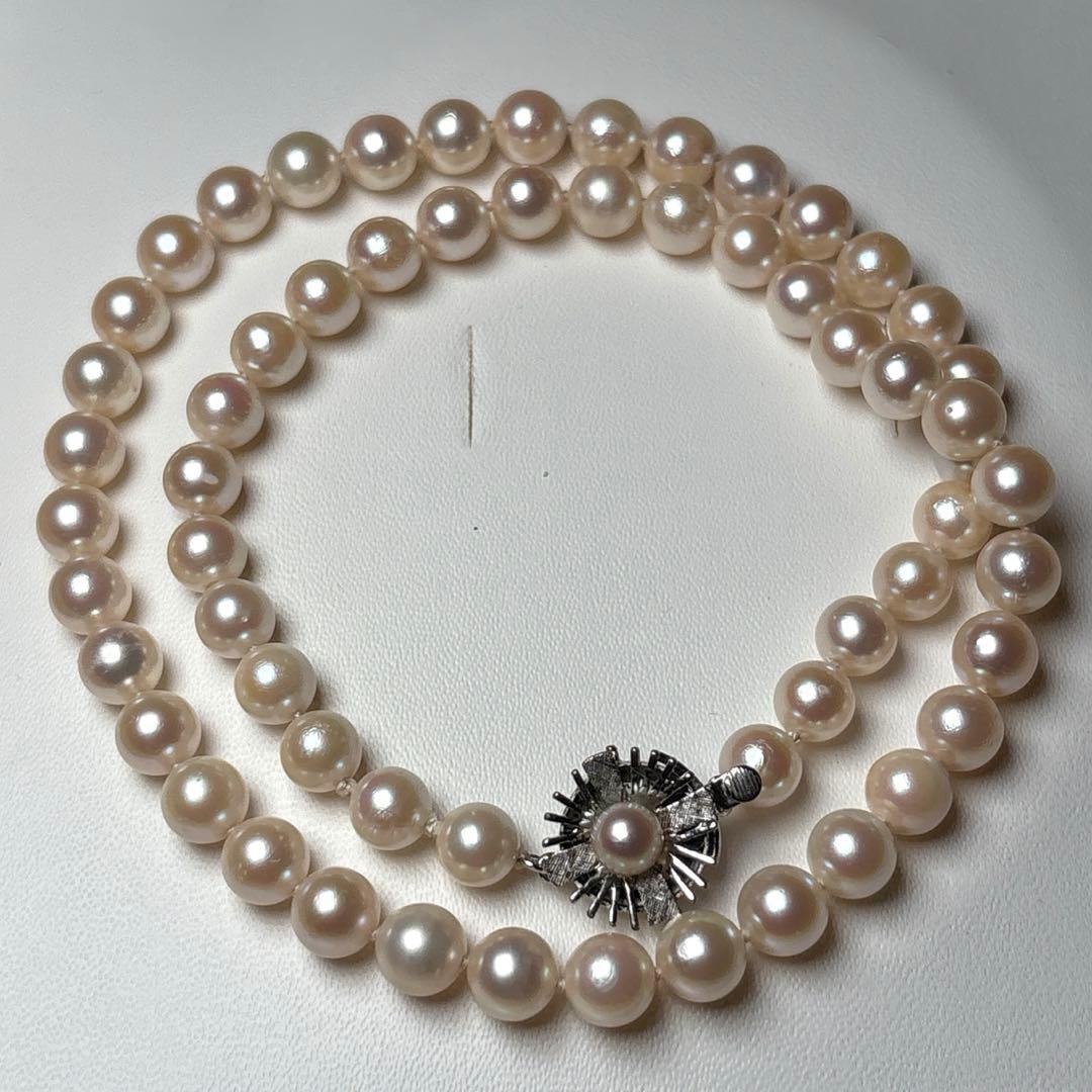 (Second-hand) Akoya Pearl Necklace: Akoya Pearl Necklace Bead diameter: approximately 7.0-7.5 millimeters Wearing length: approximately 47.5 centimeters Bead shape: round Marked as silver