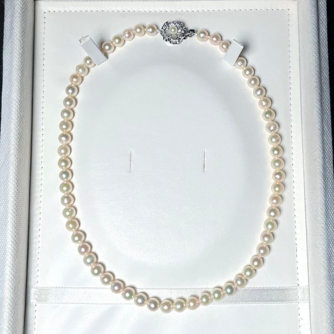 (Second-hand) Akoya Pearl Necklace: Akoya Pearl Necklace Bead diameter: approximately 6.4-6.8 mm Wearing length: approximately 42.5 cm Marked as silver