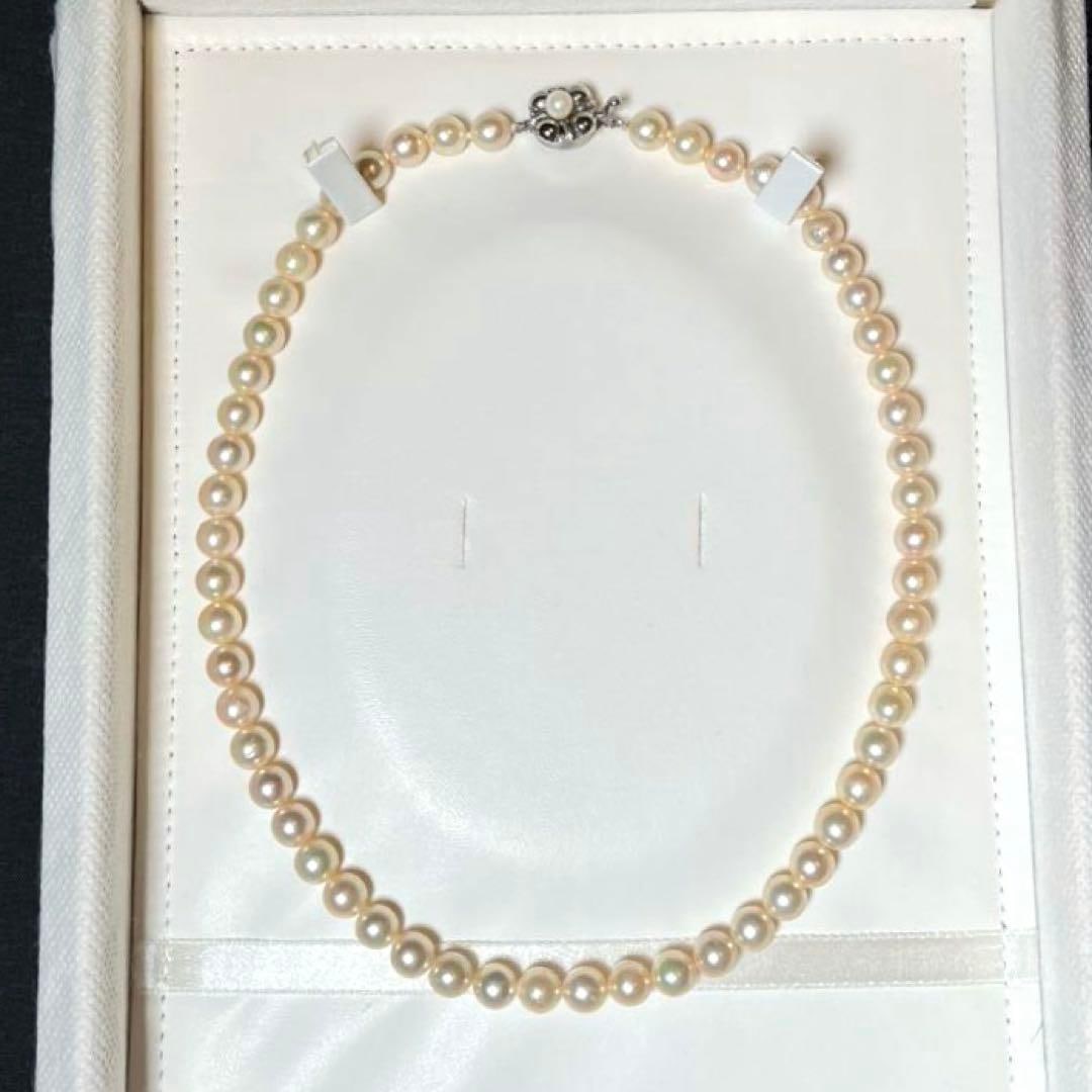 (Second-hand) Akoya Pearl Necklace: Akoya Pearl Necklace Bead diameter: approximately 7.0-7.5 mm Wearing length: approximately 42.5 cm Bead shape: round Marked as silver