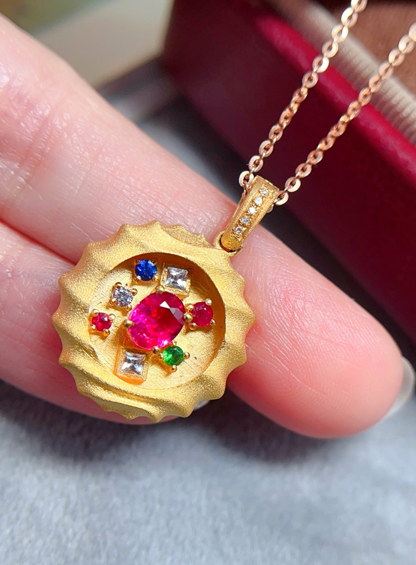 18K Gold Ruby Pendant - 3