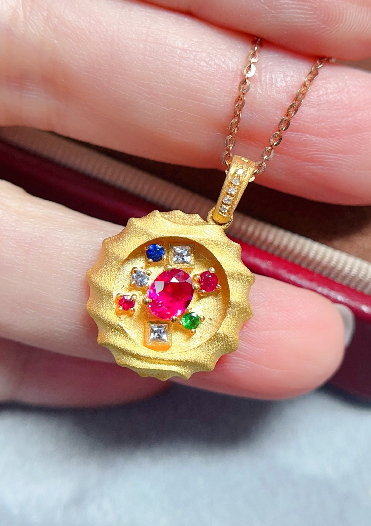 18K Gold Ruby Pendant - 4