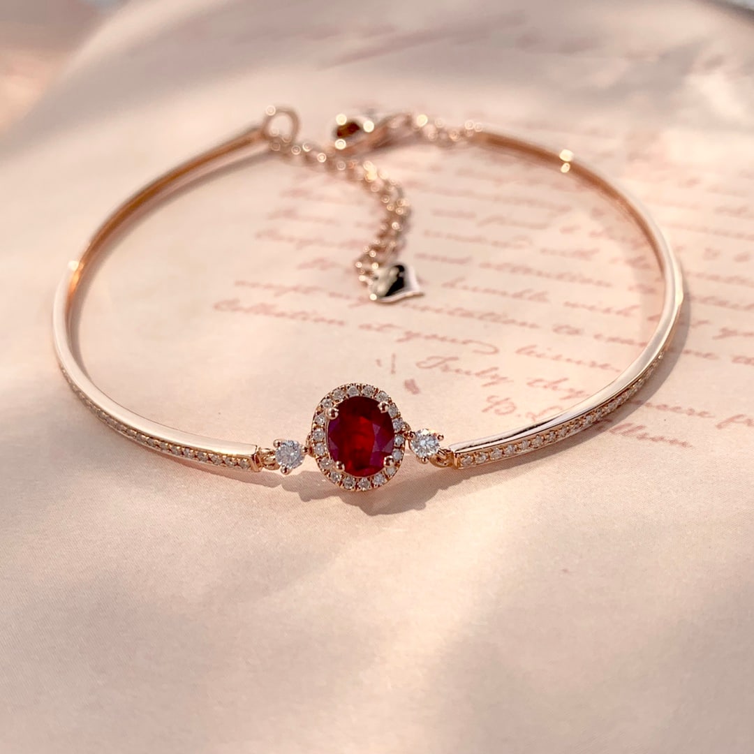18K Gold Ruby Bracelet - 7