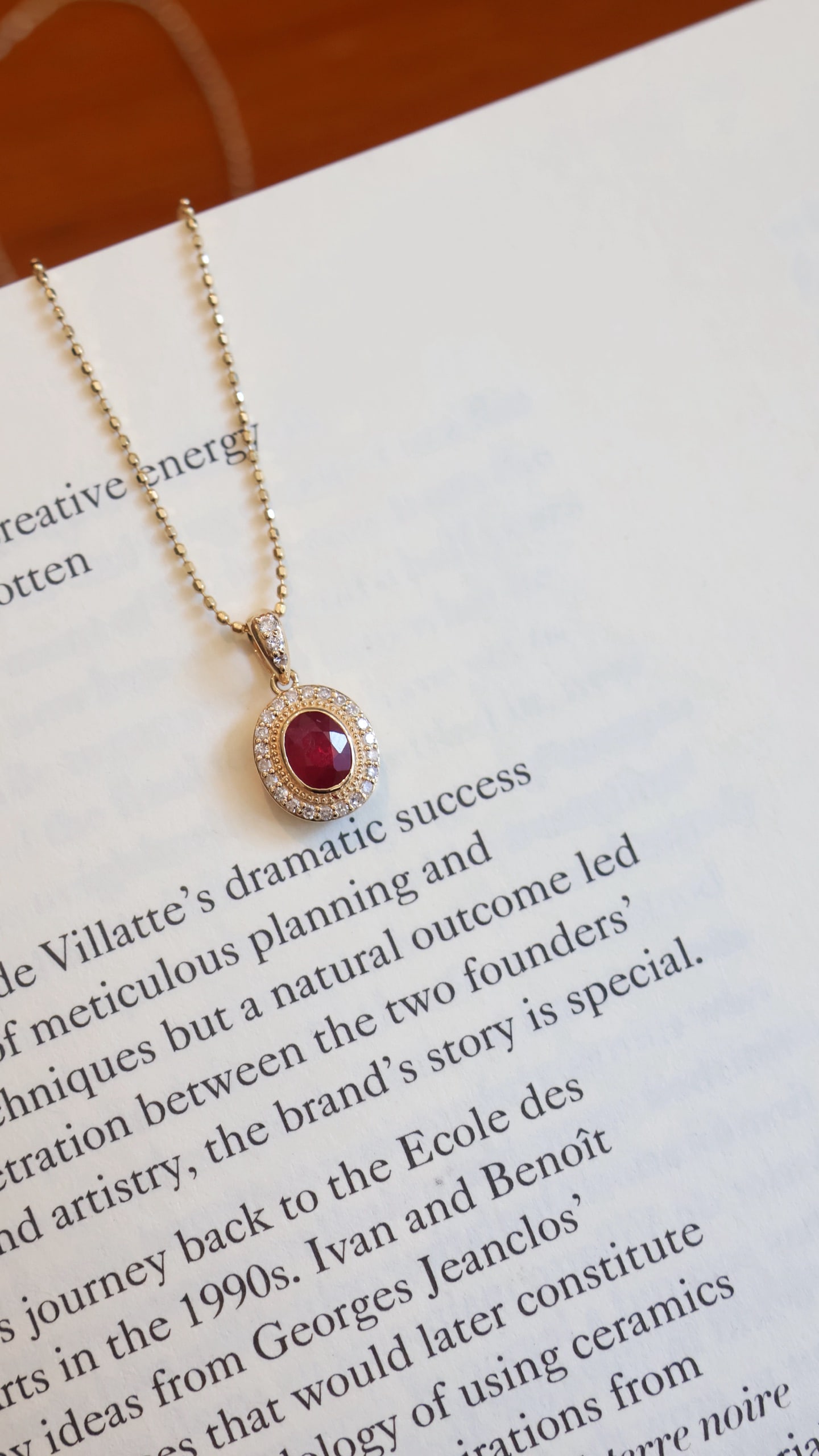 18K Gold Ruby Diamond Pendant - 3