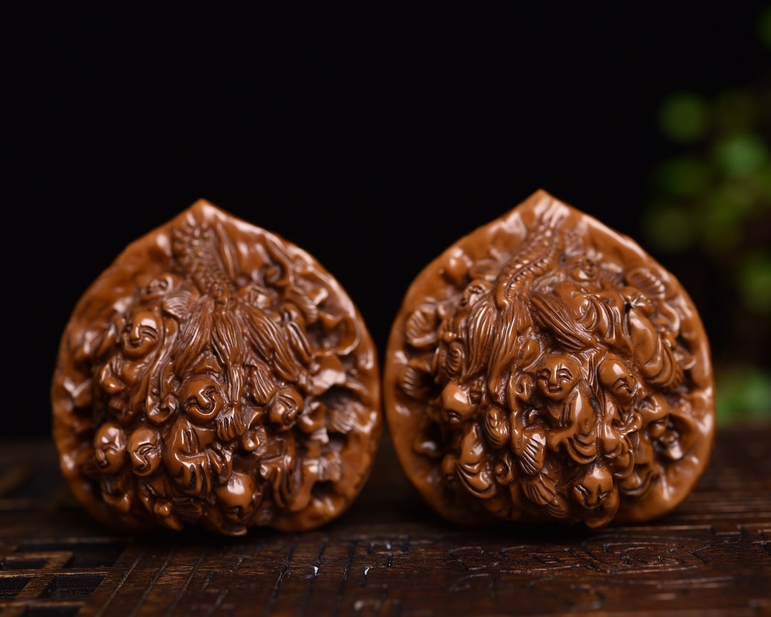 Wood Carving Walnut Sculpture: This exquisite wood carving walnut sculpture is a masterpiece of craftsmanship. Hand-carved with precision, it features a majestic design that captures the essence of power and elegance. The