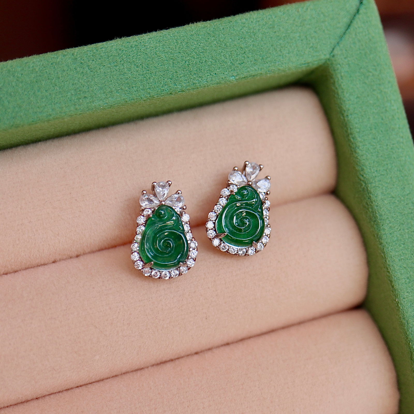 Silver Jadeite Earrings - 6