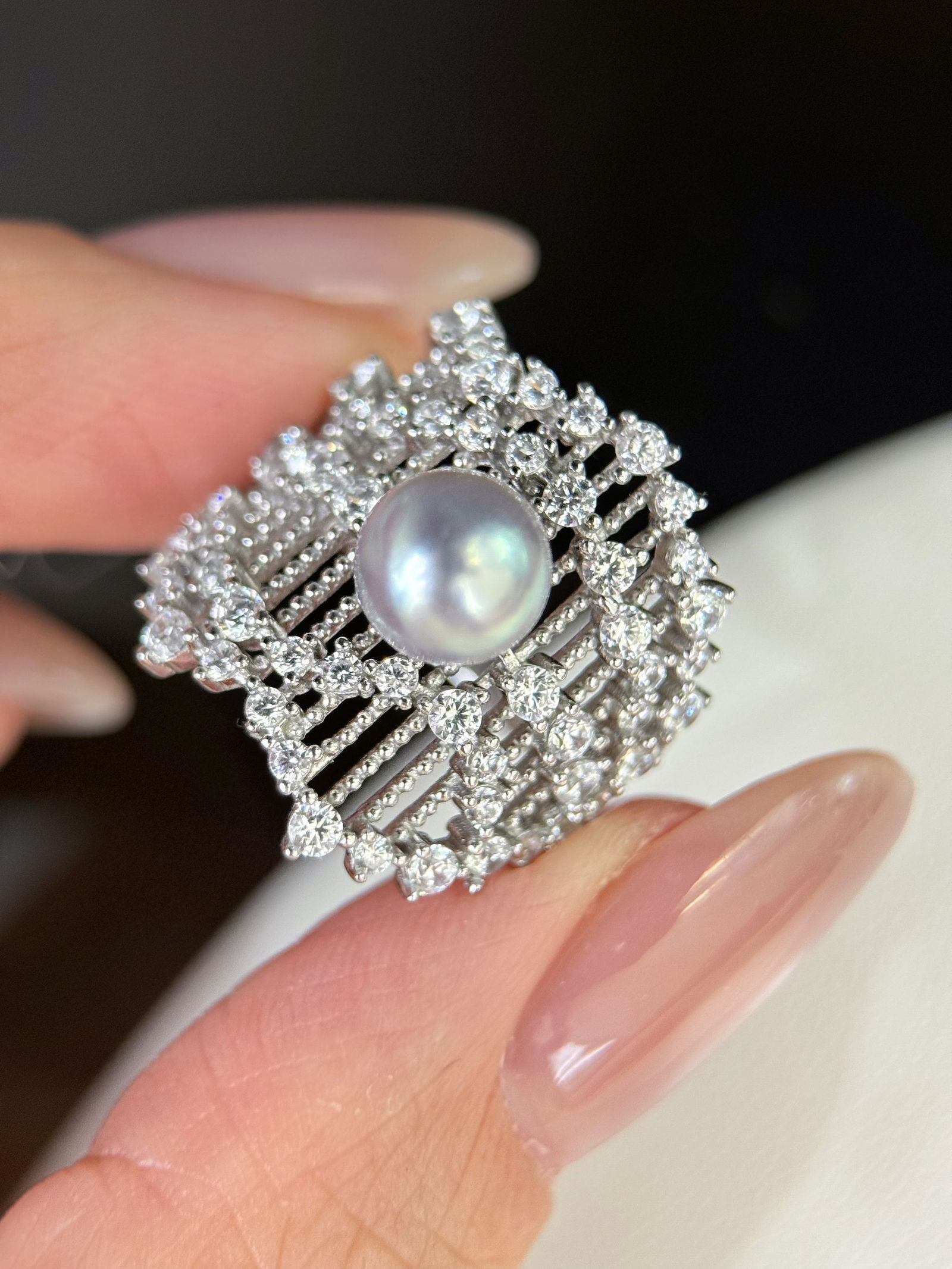 Silver Akoya Pearl Ring - 2
