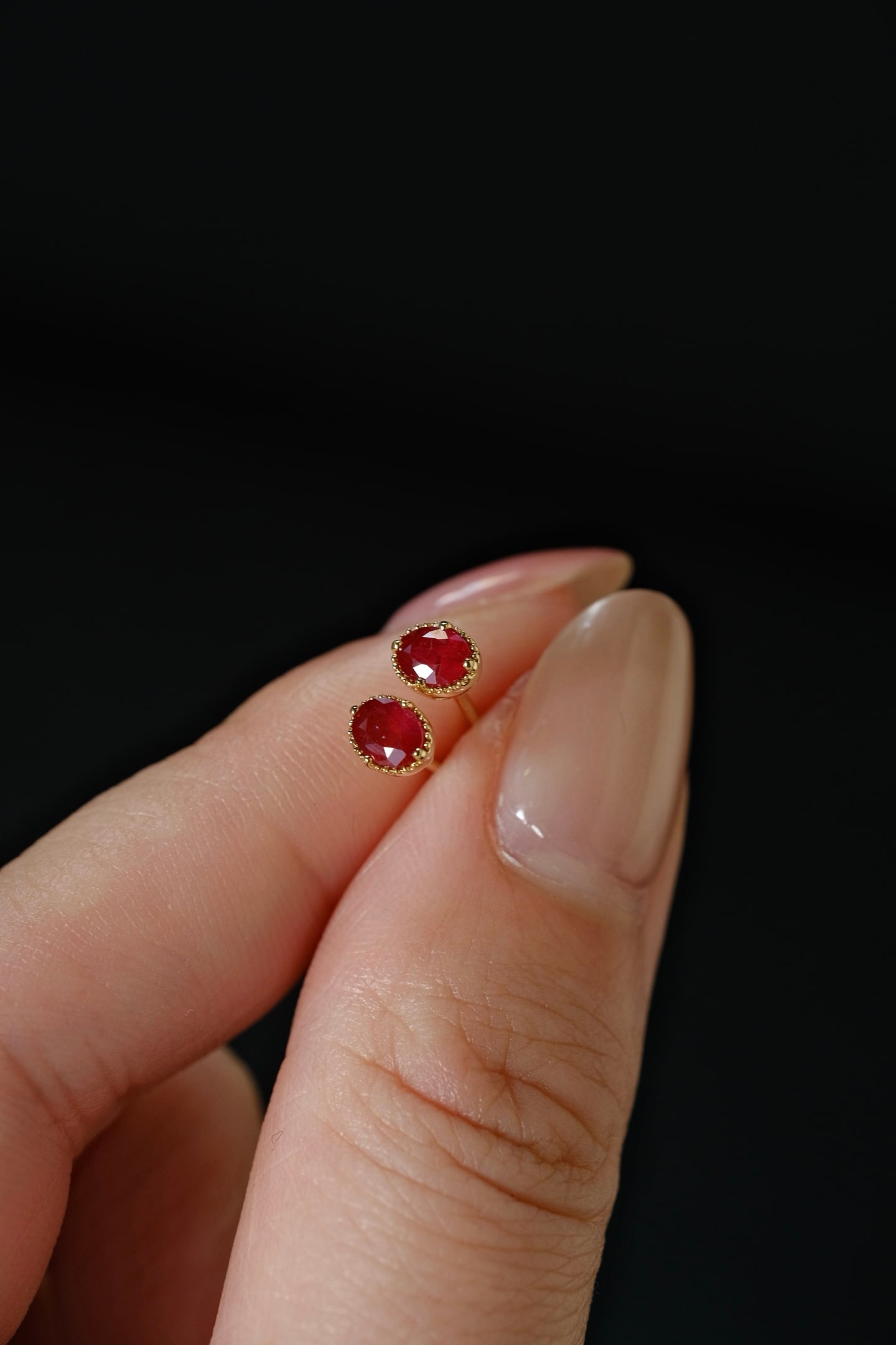 18K Gold Ruby Earrings - 2