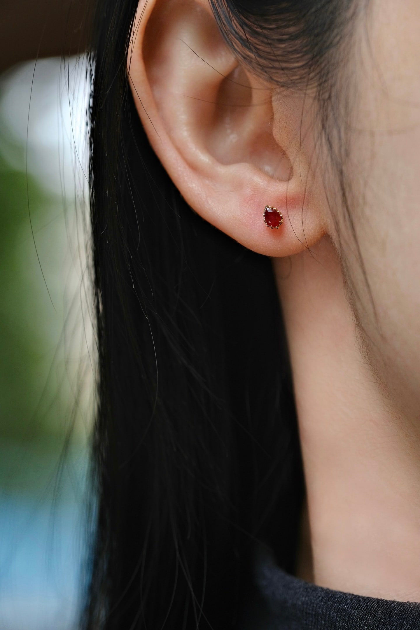 18K Gold Ruby Earrings - 4