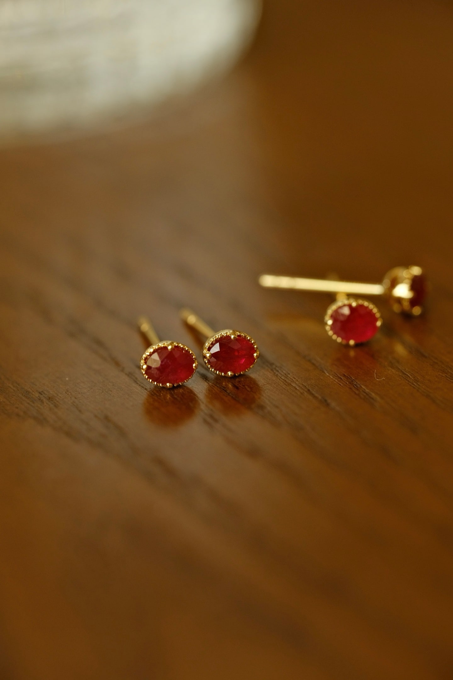 18K Gold Ruby Earrings - 6
