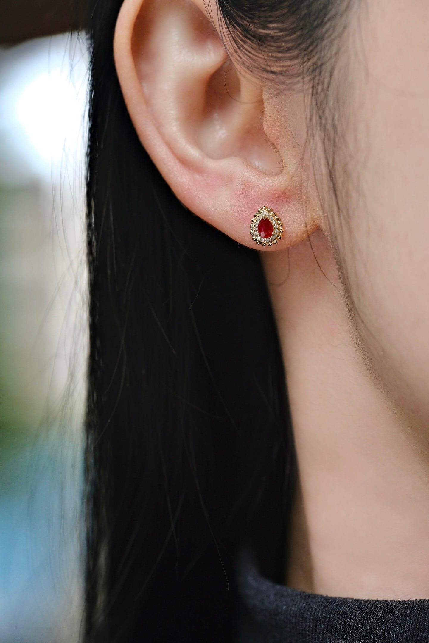 18K Gold Ruby Earrings - 2