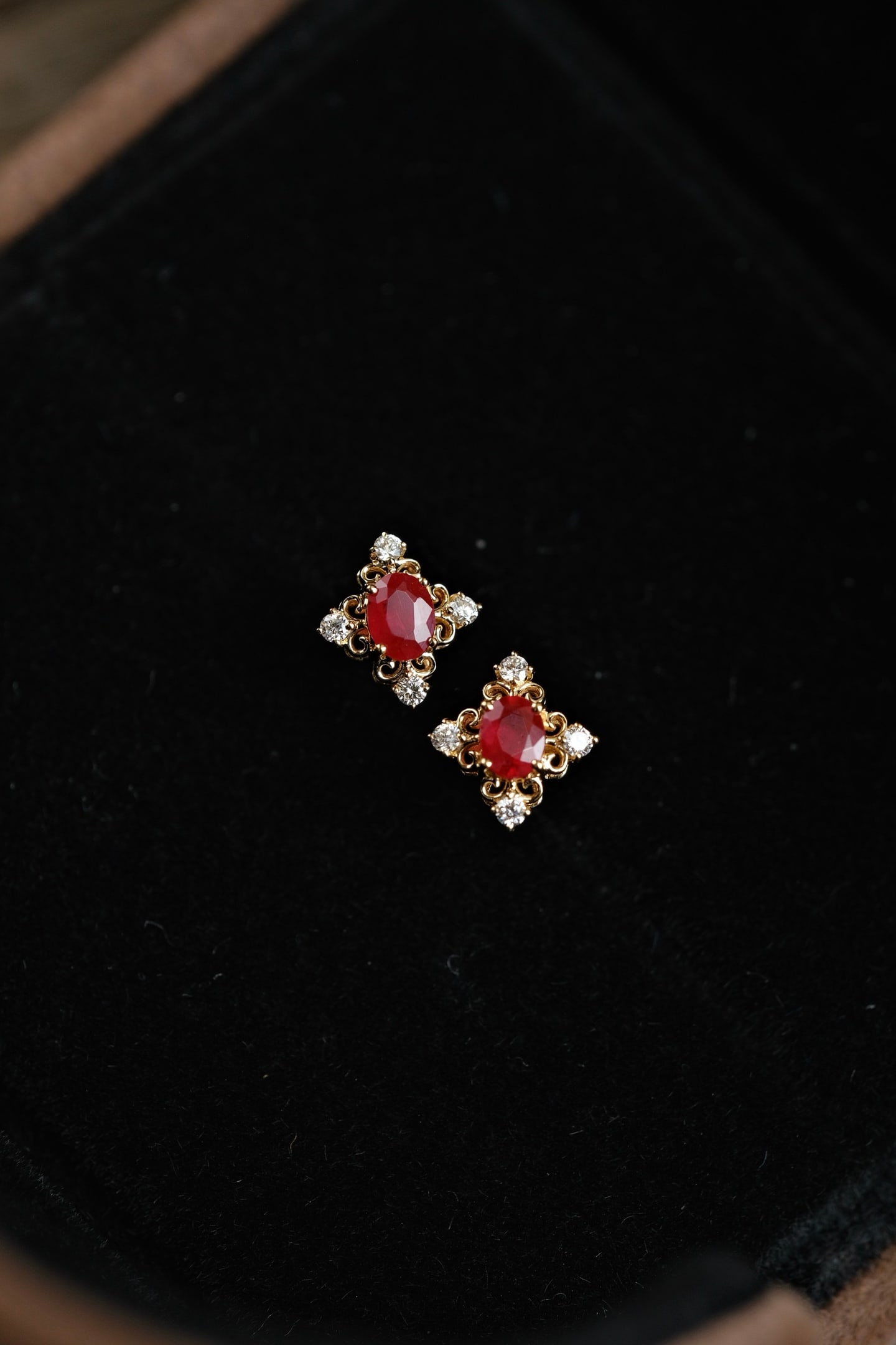 18K Gold Ruby Earrings - 2