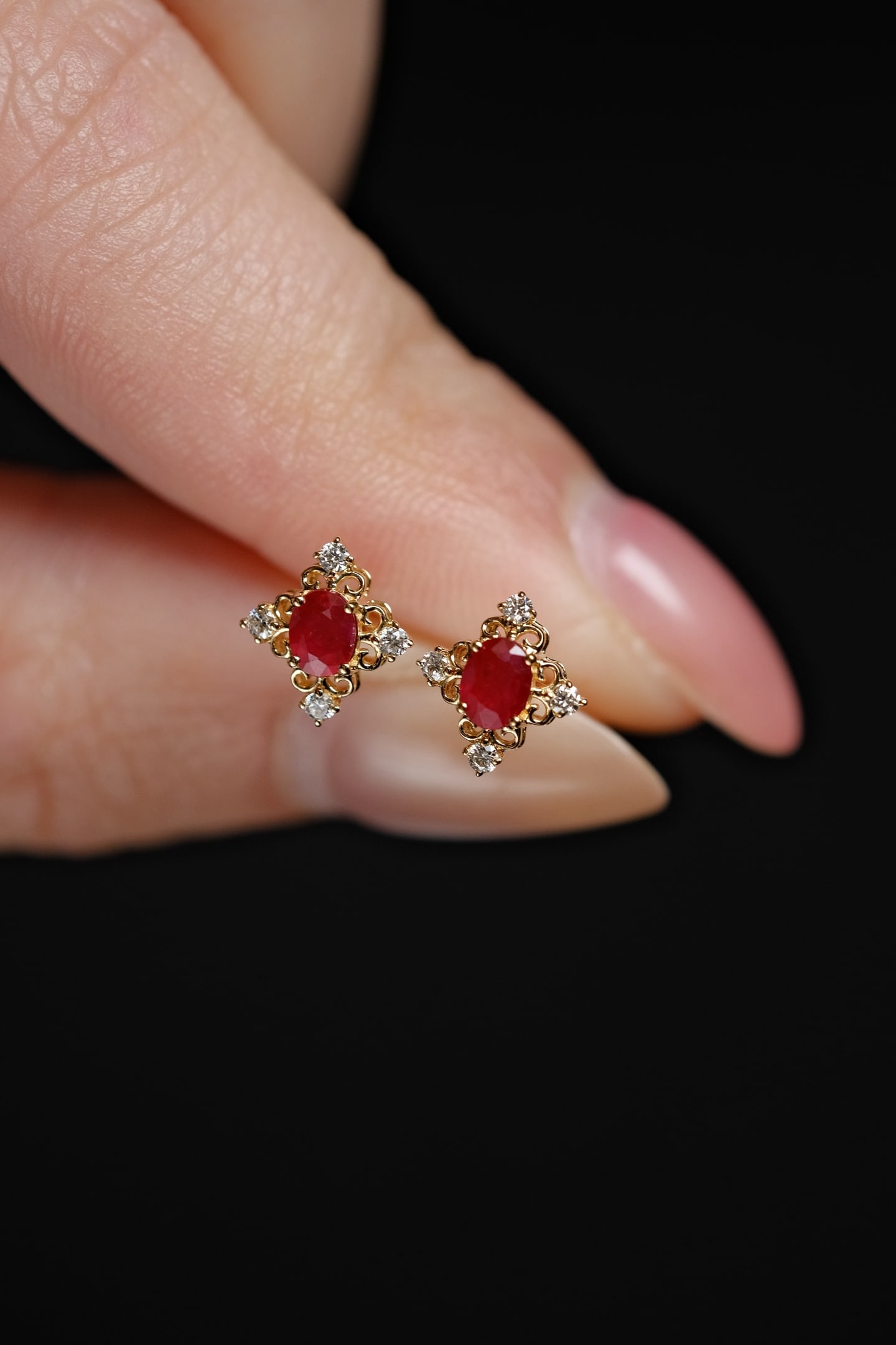 18K Gold Ruby Earrings - 3