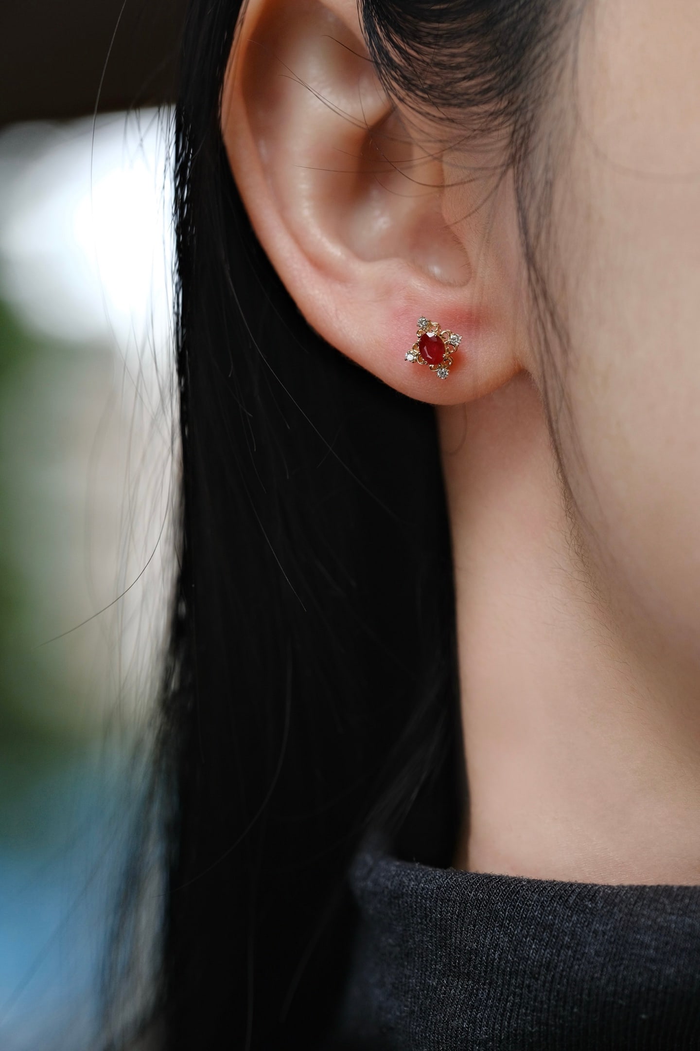 18K Gold Ruby Earrings - 4