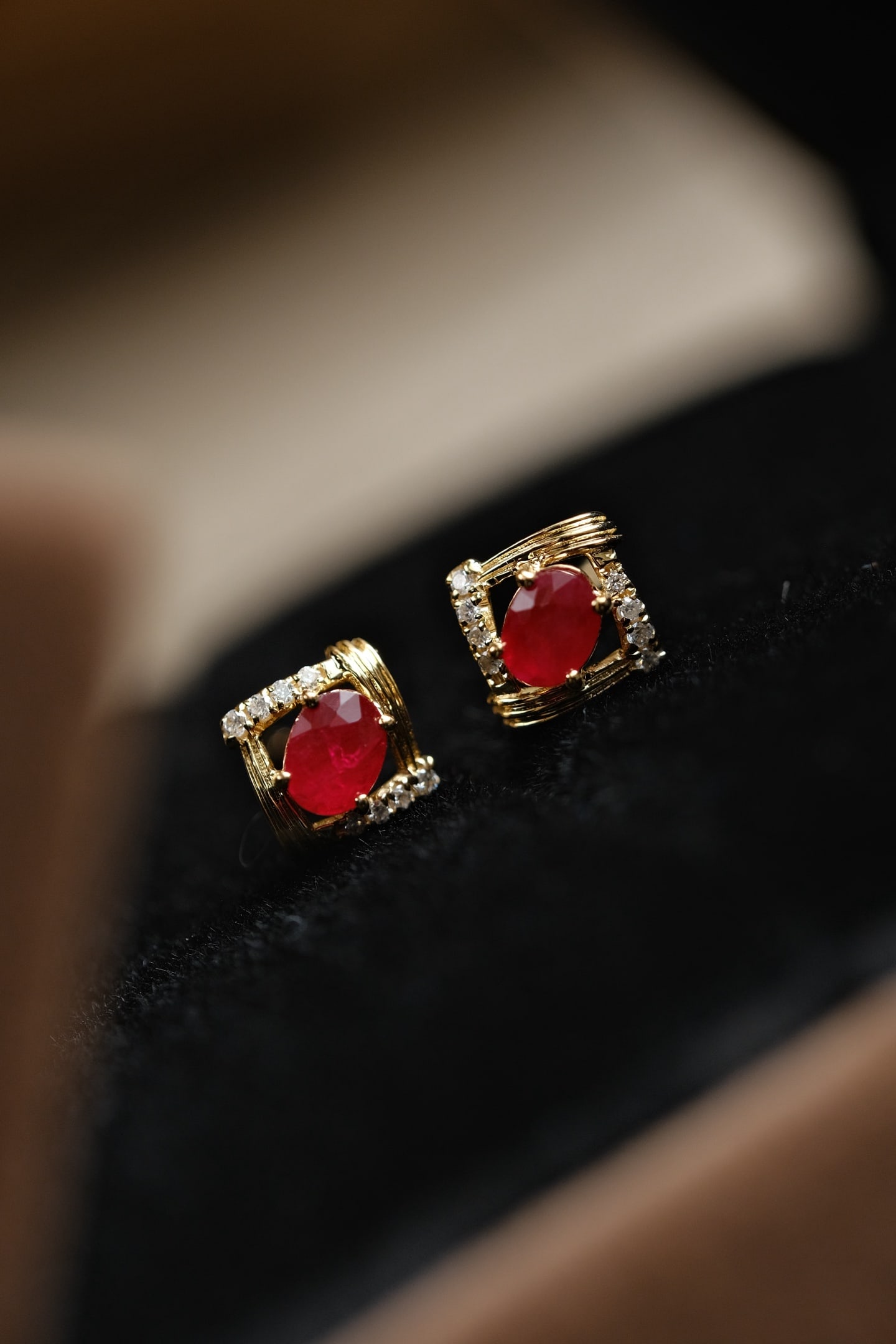 18K Gold Ruby Earrings - 2